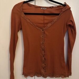 Free People Lace long sleeve top